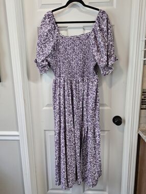Women's Midi Floral Purple Sundress -XXL
